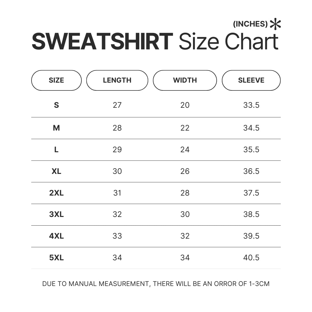 Sweatshirt Size Chart - Outer Wilds Store